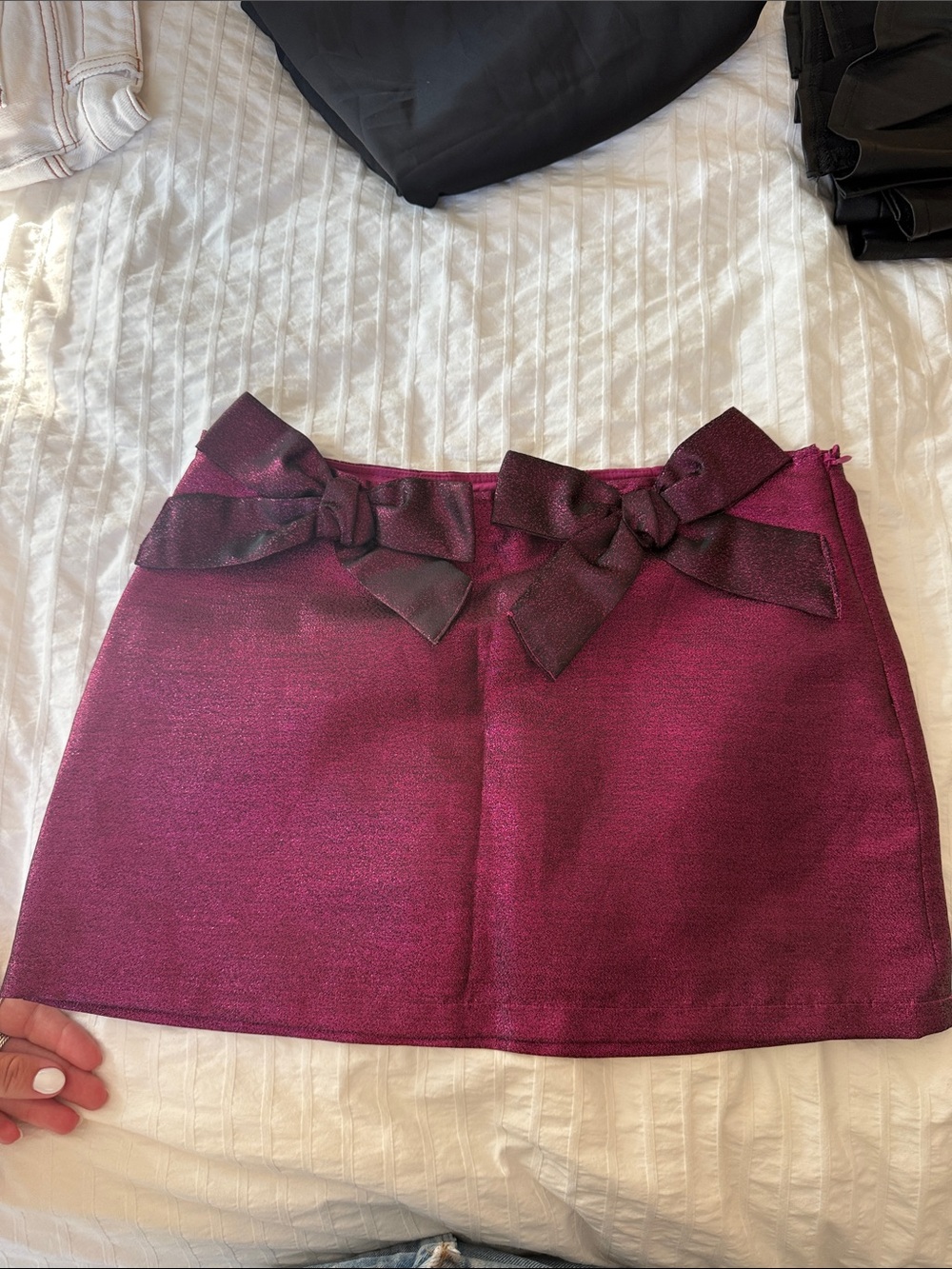 Urban Outfitters Bow-Trim Mini Skirt in Deep Wine